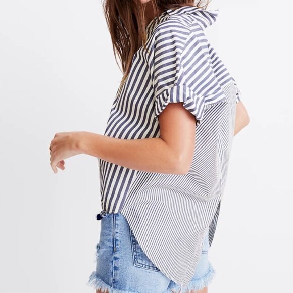 Madewell Courier Button-Back Shirt in Stripe Mix - Picture 5 of 5